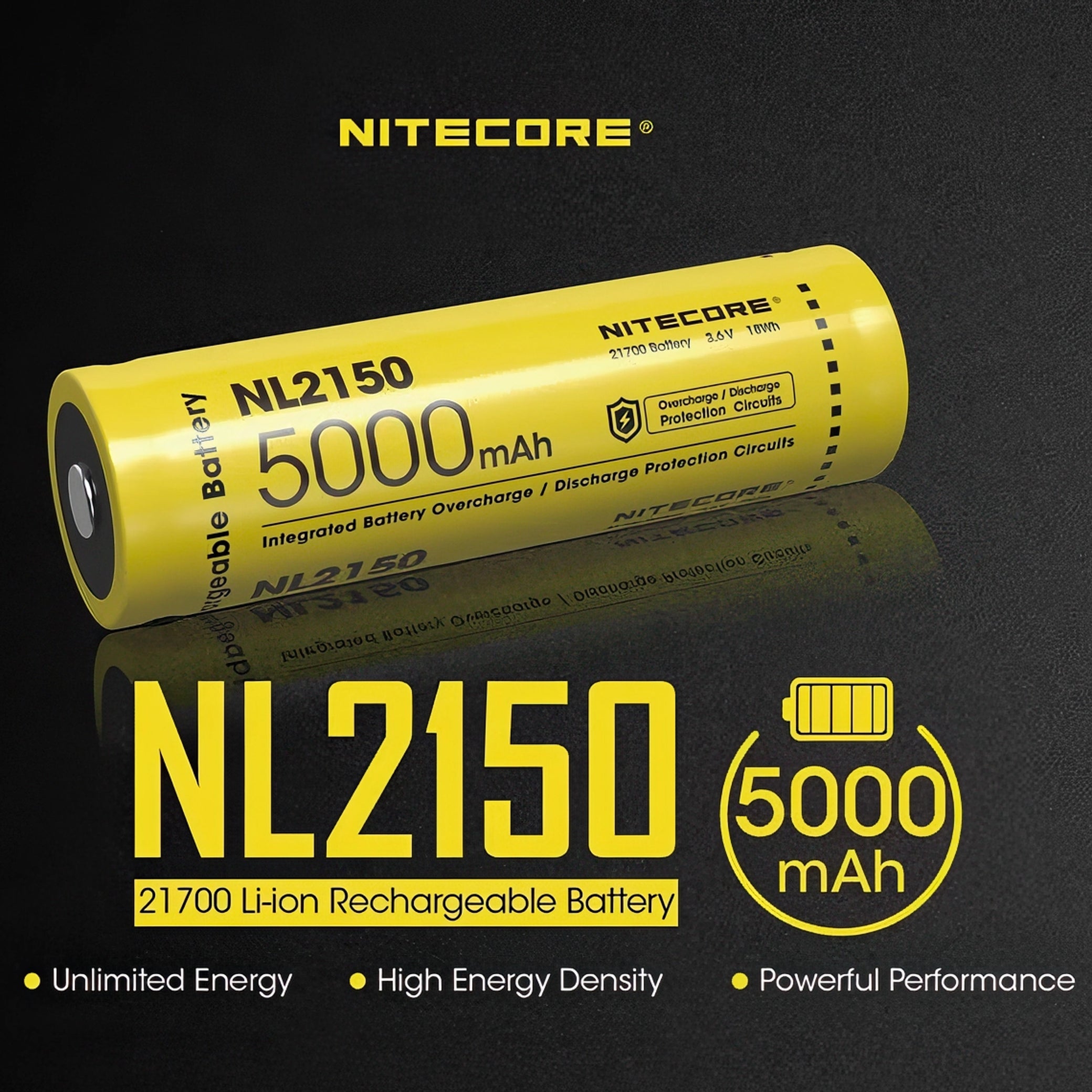 Nightcore NL2150R 5000mAh 21700 Rechargeable Li-ion Battery- 347C