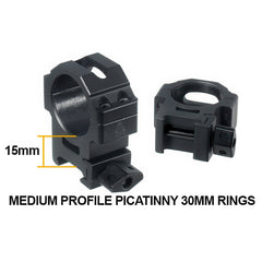 UTG 30mm Medium Profile QD Twist Lock Picatinny Scope Rings- RG2W3154