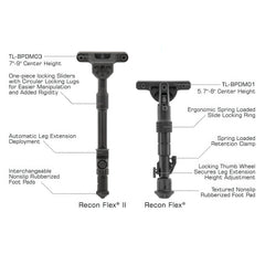 UTG Recon Flex II Bipod with M-LOK, 7"-9" Center Height- TL-BPDM03
