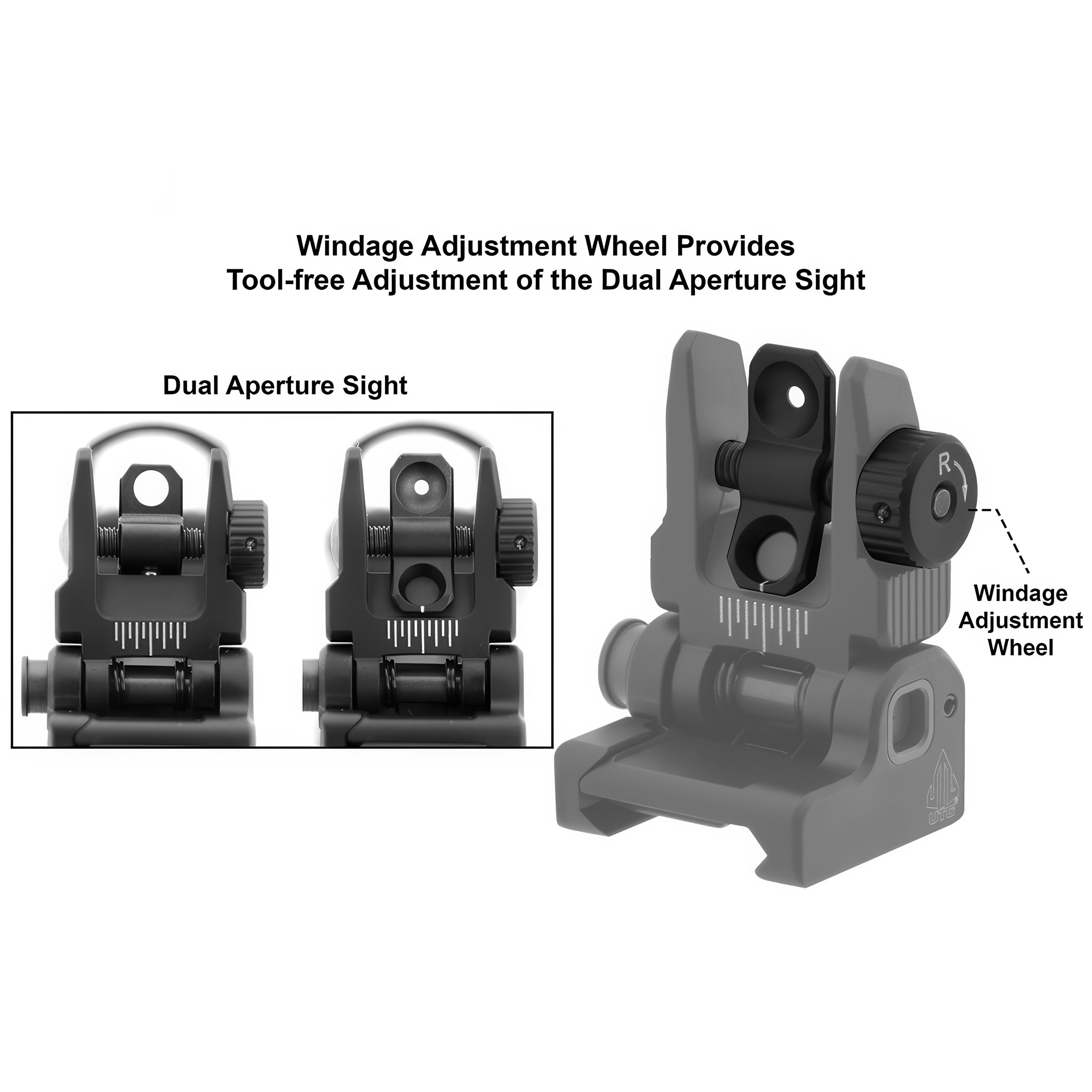 UTG ACCU-SYNC Spring-loaded AR15 Flip-up Rear Sight- MNT-957