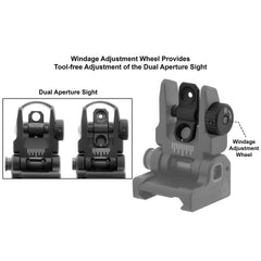 UTG ACCU-SYNC Spring-loaded AR15 Flip-up Rear Sight- MNT-957