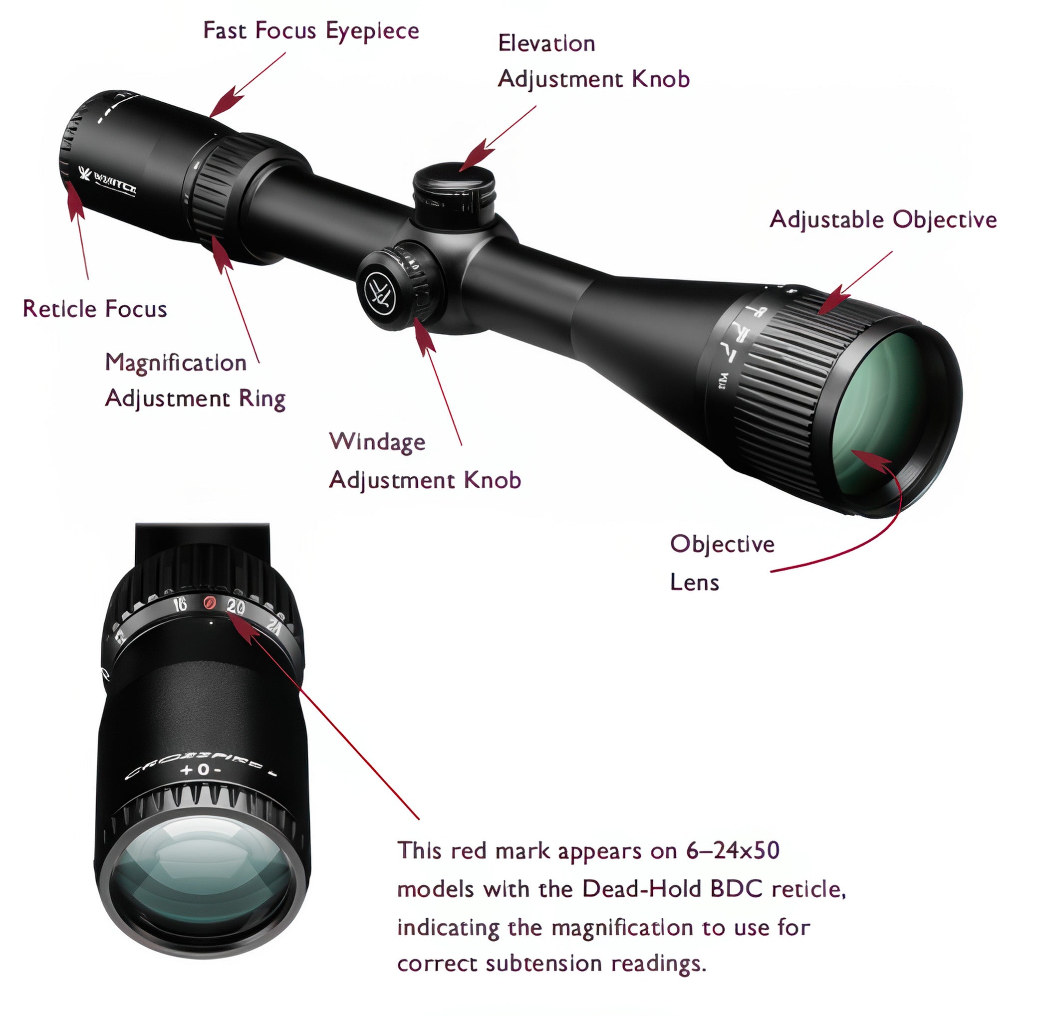 Vortex Crossfire II 6-24x50 SFP Riflescope w/ BDC MOA Reticle- CF2-31045