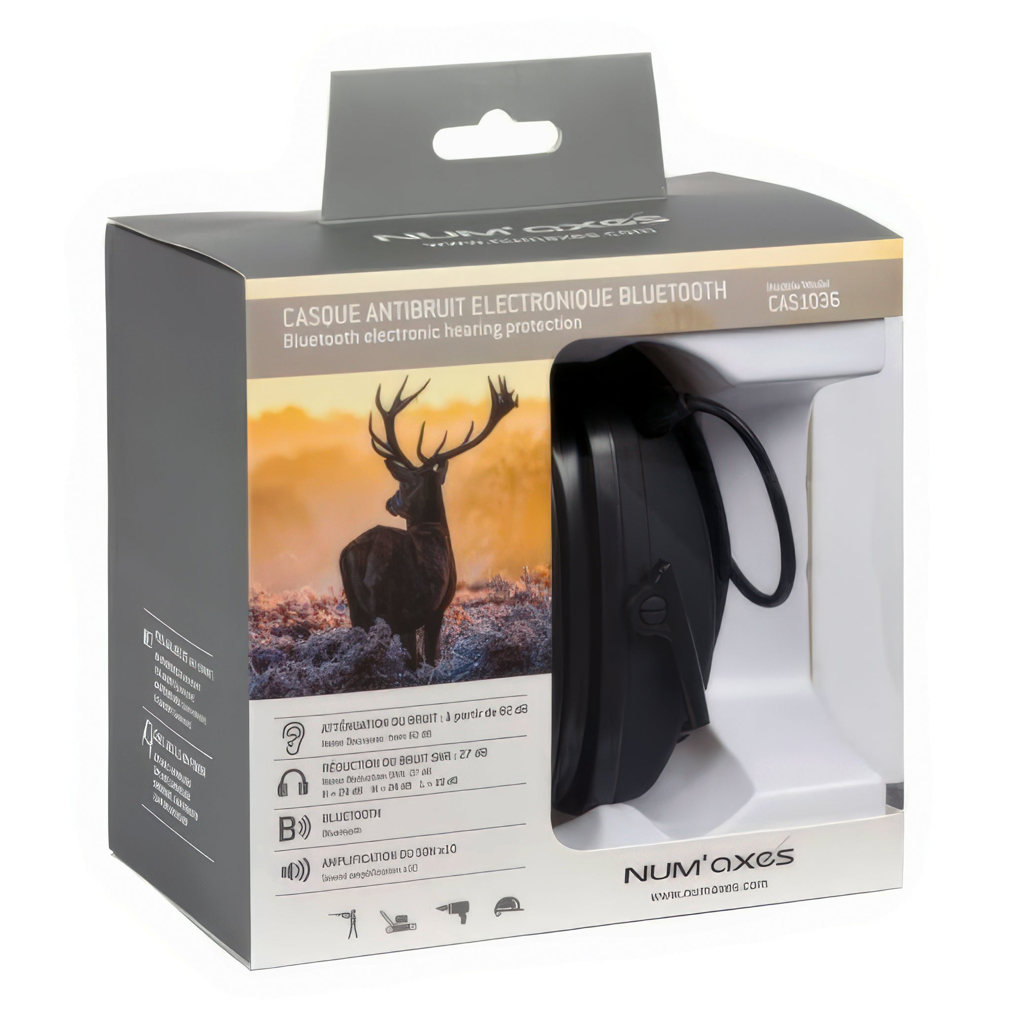 Num'Axes CAS1036 Acoustic Electronic Bluetooth Black Earmuffs- NGCASELE006