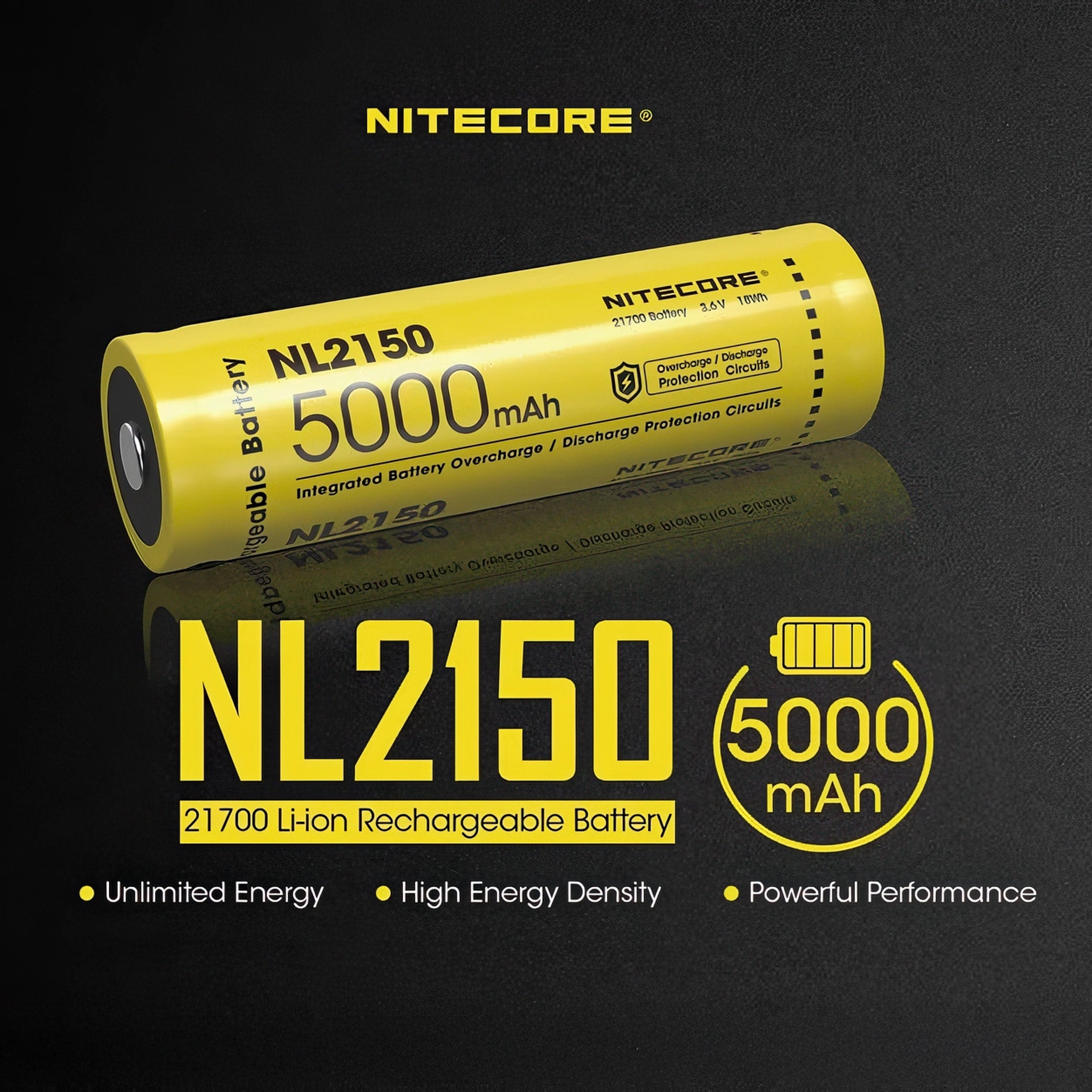 Nightcore NL2150 5000mAh 21700 Li-ion Rechargeable Battery- 346B