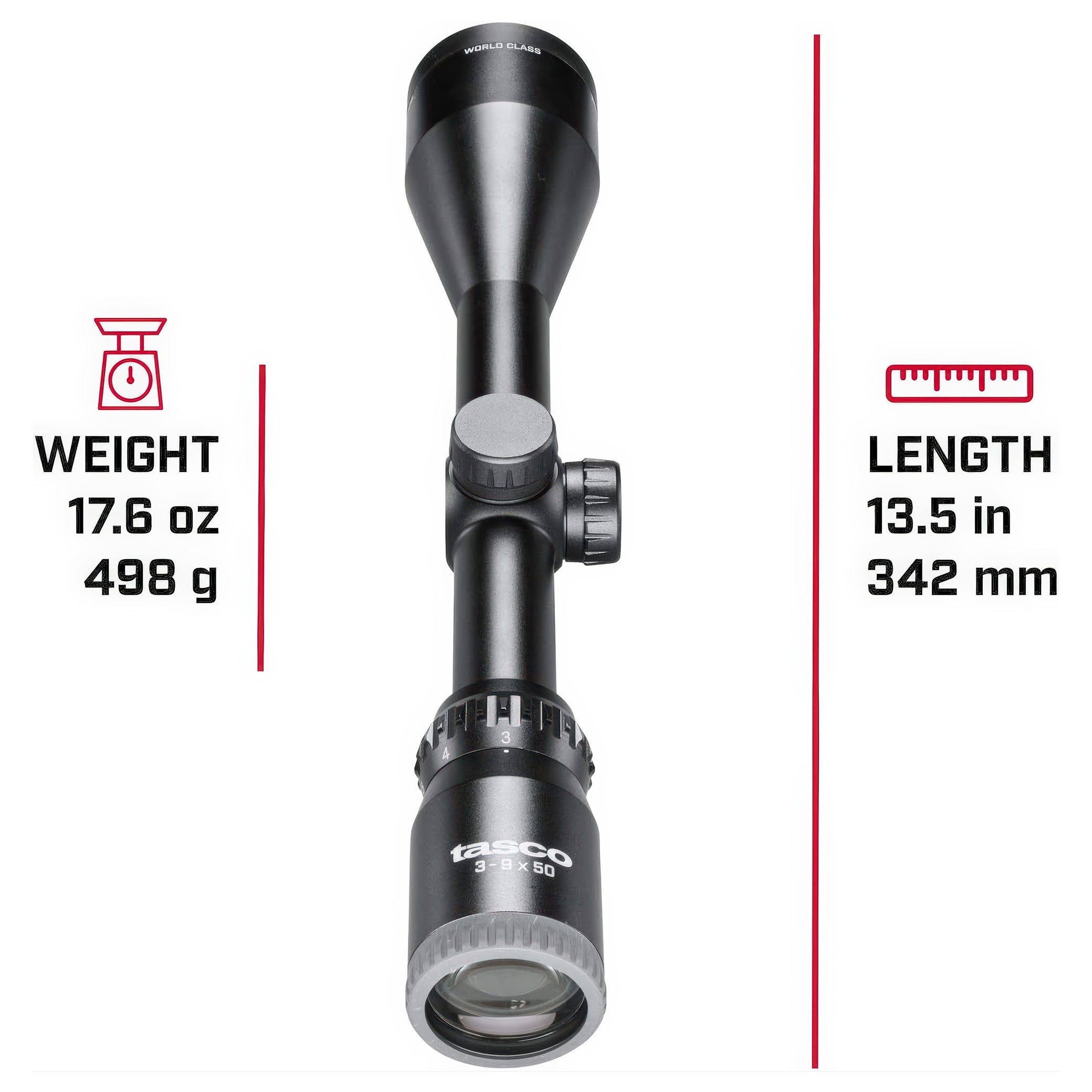 Tasco 3-9X50 World Class 30/30 Reticle Riflescope- TWC3950