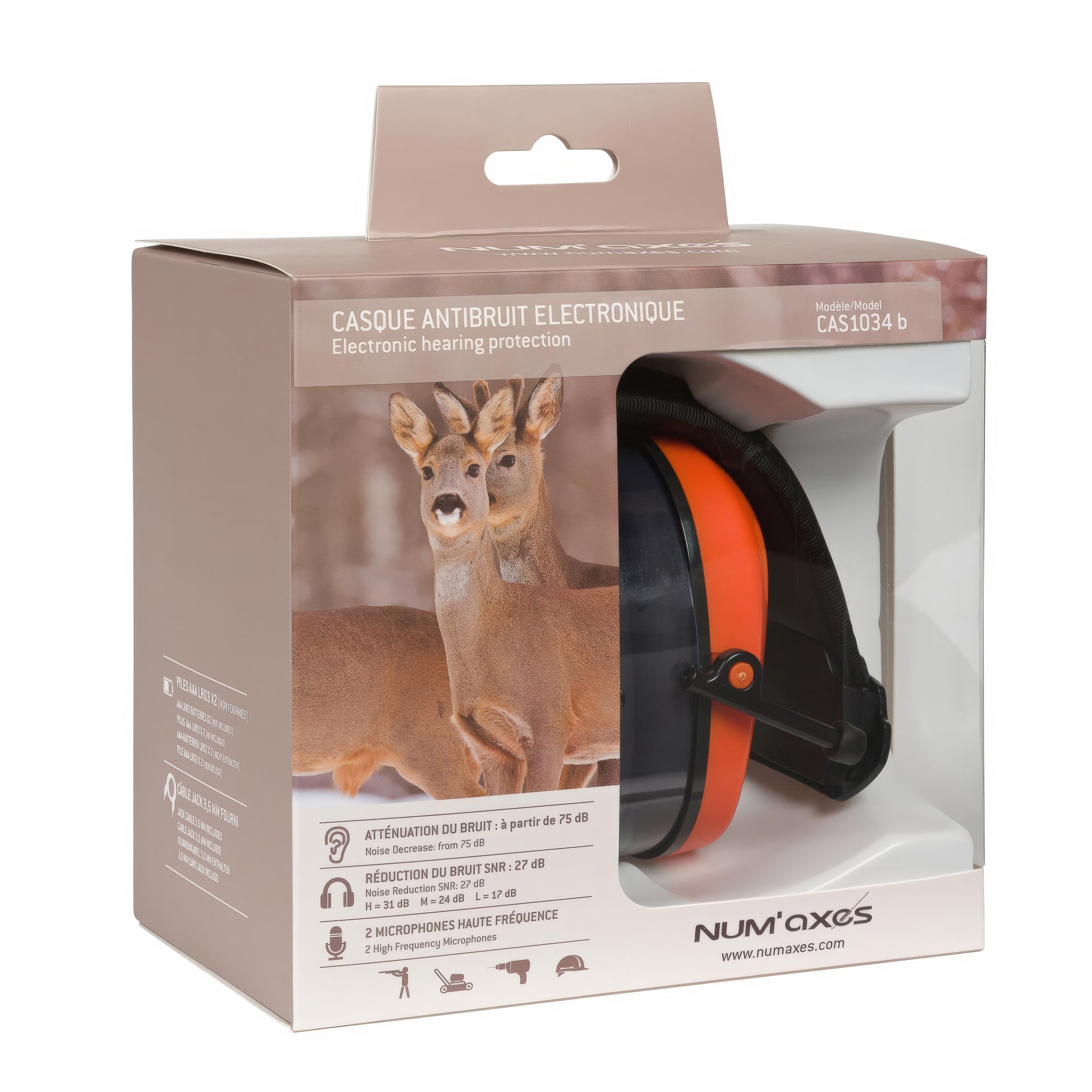 Num'Axes CAS1034 Acoustic Electronic Orange Earmuffs- NGCASELE005