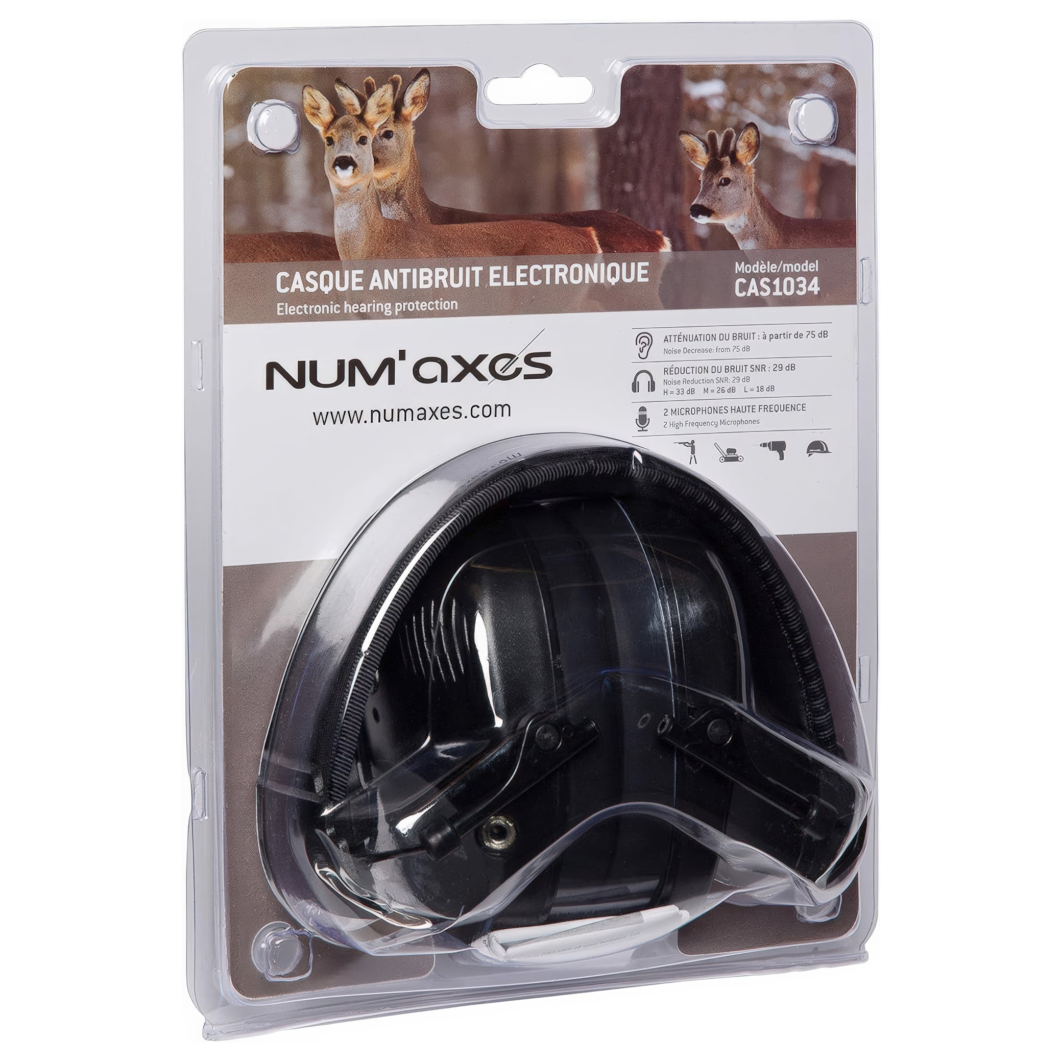 Num'Axes CAS1034 Acoustic Electronic Black Earmuffs- NGCASELE003