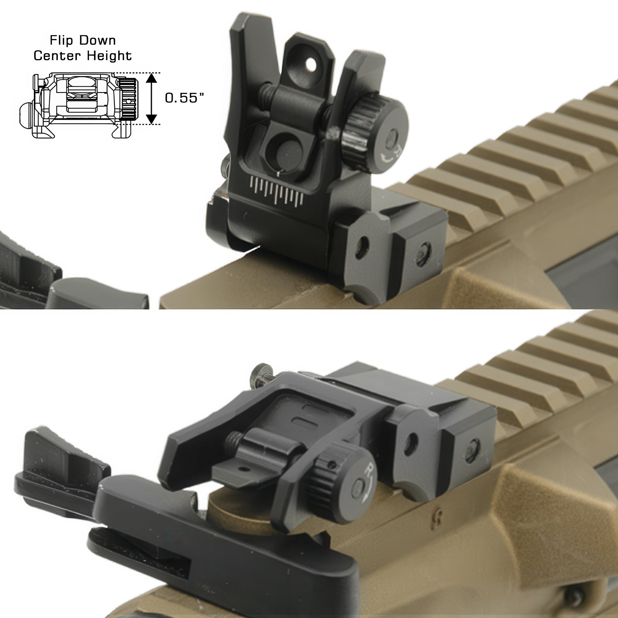 UTG Super Slim Flip-up Rear Sight with Dual Aiming Aperture- MNT-955