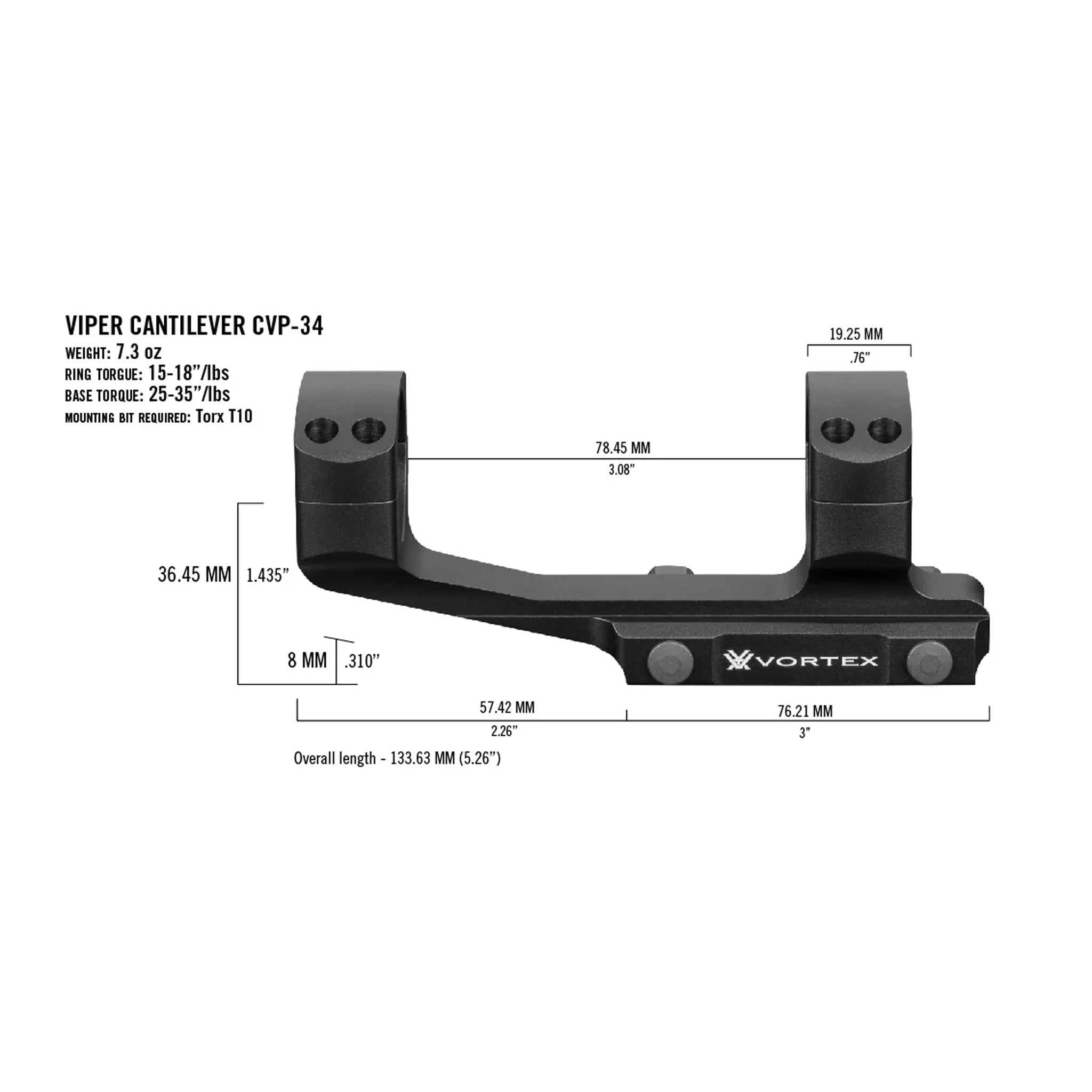 Vortex Pro Viper 34mm Cantilever Mount- VT-CVP-34