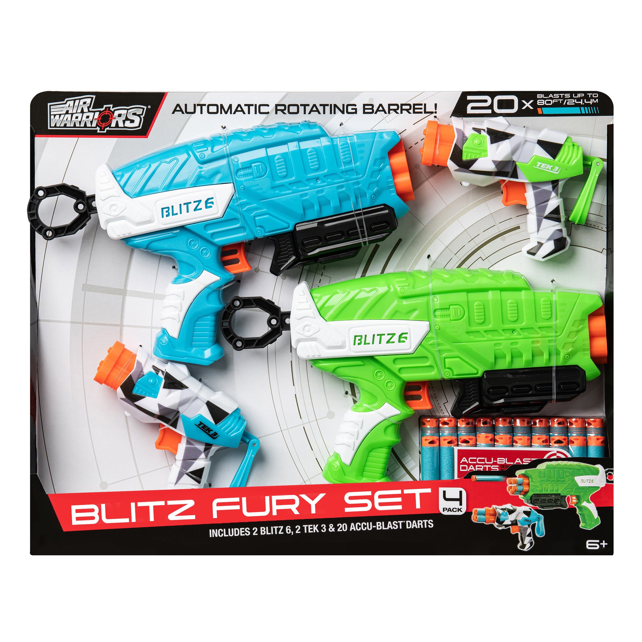 Air Warriors Blitz Fury 6-Dart & Tek 3-Dart Pistol Blaster Combo- 41357