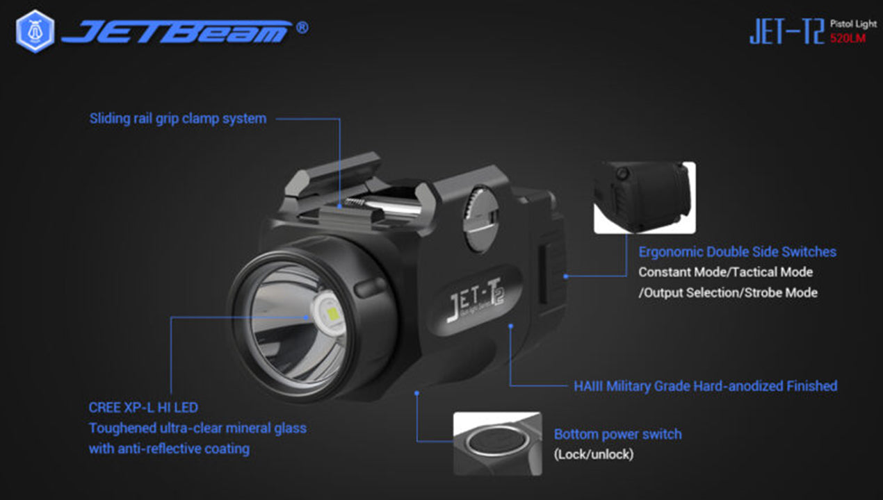 Jetbeam 520 Lumen Pistol Torch- T2