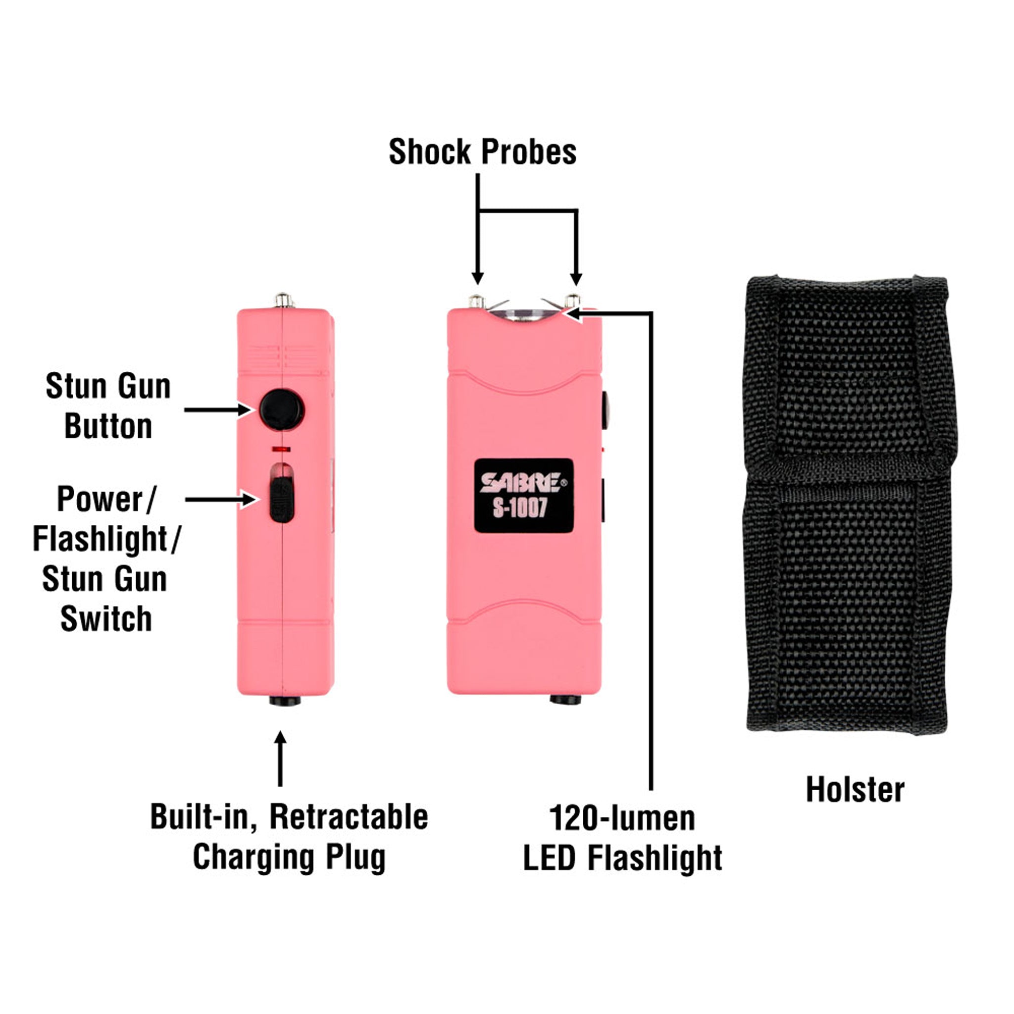 Sabre Red 2.762 uC Stun Gun with Holster Pink- S-1007-PK