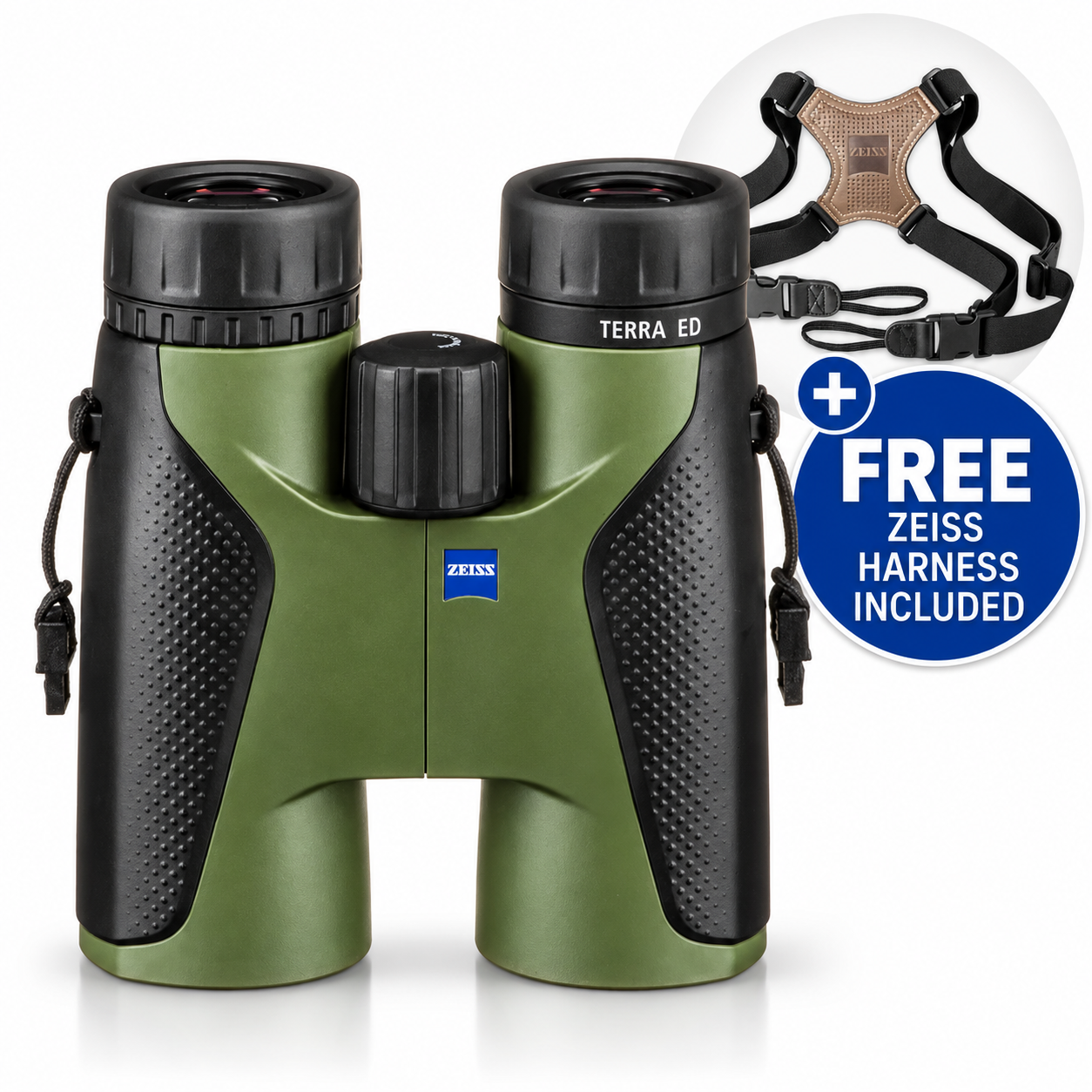 Zeiss Terra ED 10x42 Binoculars Green + FREE Zeiss Premium Harness