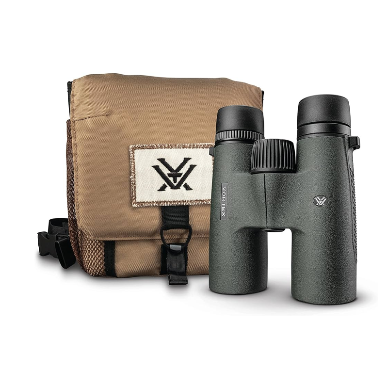 Vortex Triumph HD 10x42 binoculars front view with glasspak bag